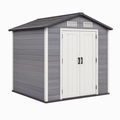 Abri de jardin 196 x 122 x 183 cm en résine gris anthracite à double porte ventilé