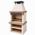 Barbecue de jardin fixe 100 x 70 x 220 cm en béton réfractaire beige et brun avec grille réglable