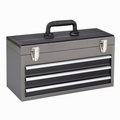 Coffre à outils 50 x 25 x 35 cm en métal noir avec 3 tiroirs portable