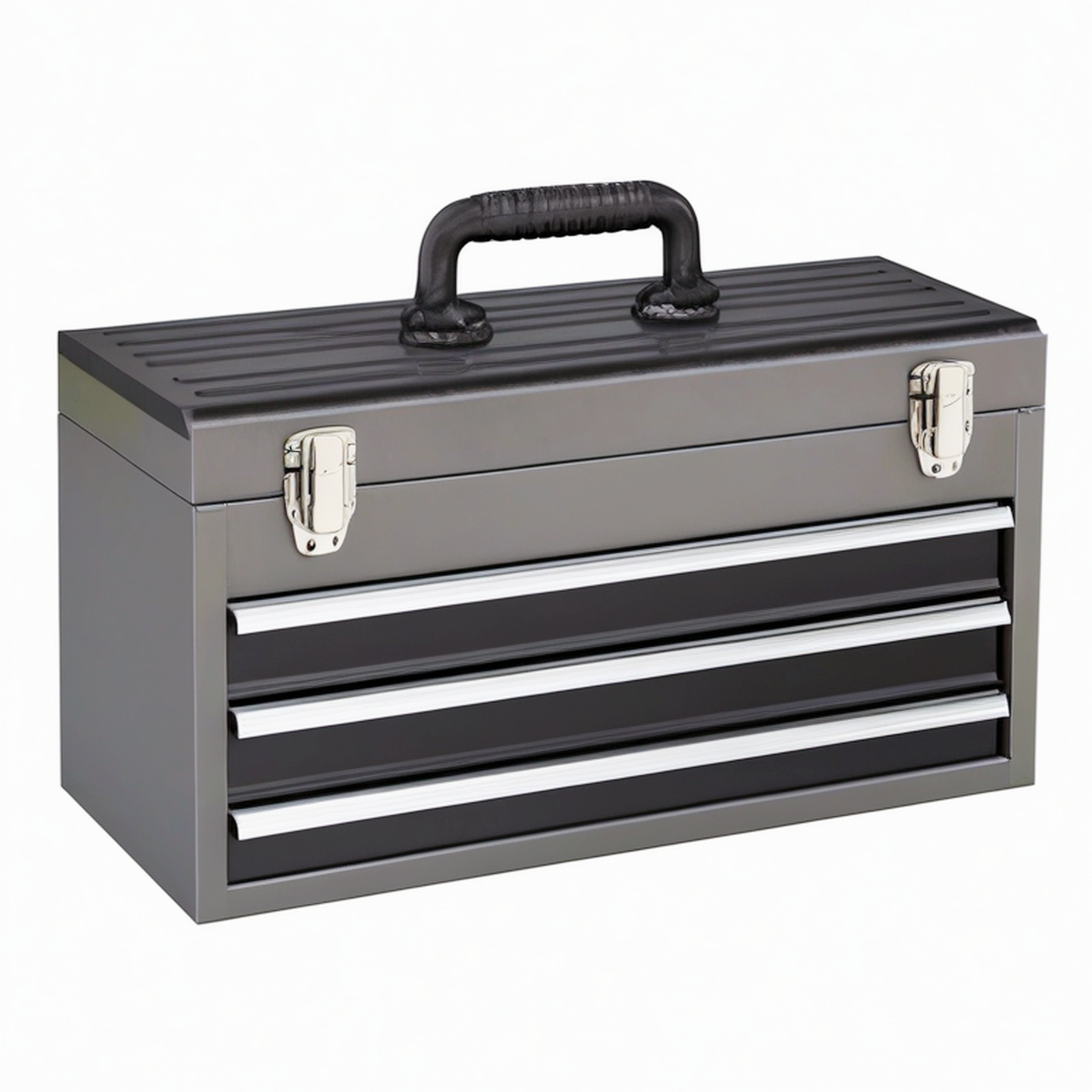 Coffre à outils 50 x 25 x 35 cm en métal noir avec 3 tiroirs portable