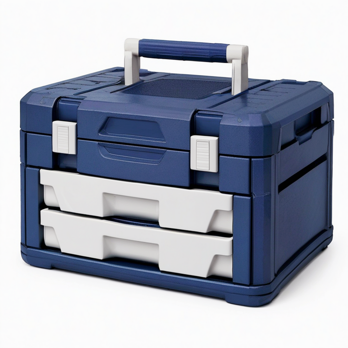 Boîte à outils 48 x 28 x 35 cm en plastique bleu à tiroirs portable