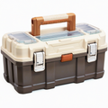 Boîte à outils 45 cm en plastique marron beige avec organiseurs et poignée de transport