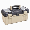 Boîte à outils 50 x 25 x 25 cm en plastique beige et noir avec compartiments de rangement