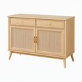 Buffet 120 x 40 x 85 cm en bois brun clair avec cannage style rétro