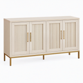 Buffet 160 x 40 x 85 cm en bois beige à 4 portes style contemporain