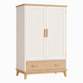 Armoire de rangement 100 x 50 x 180 cm beige et bois - panneaux de bois portes rainurées style scandinave
