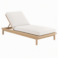 Transat de jardin 200 x 70 cm en bois beige avec dossier réglable