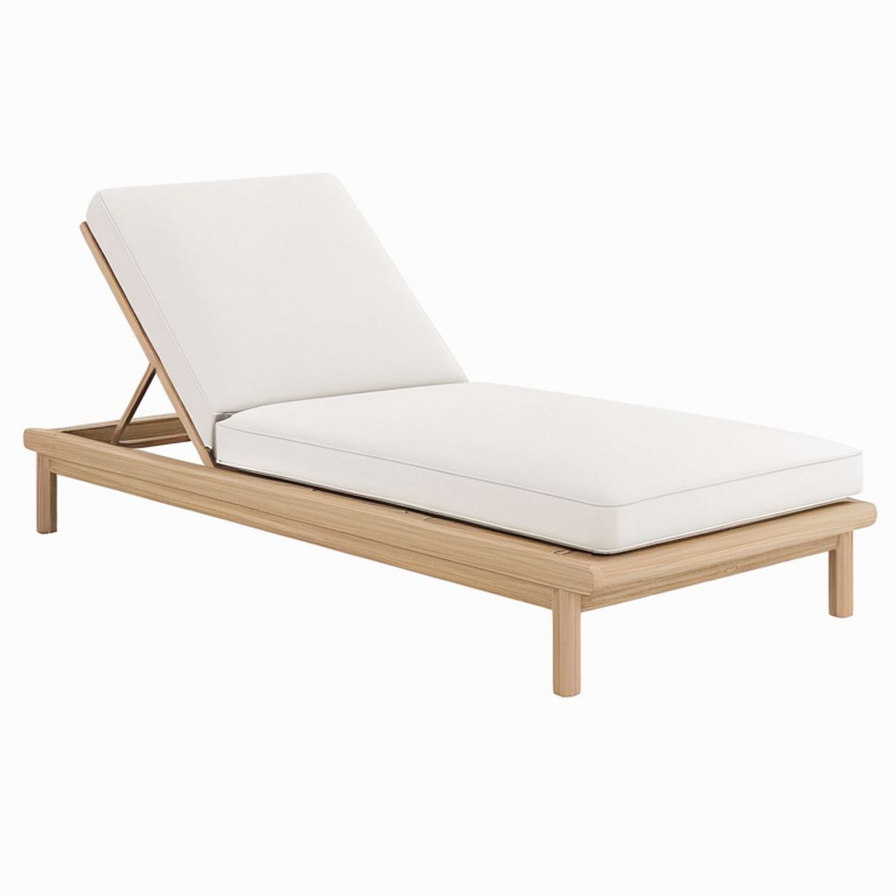 Transat de jardin 200 x 70 cm en bois beige avec dossier réglable