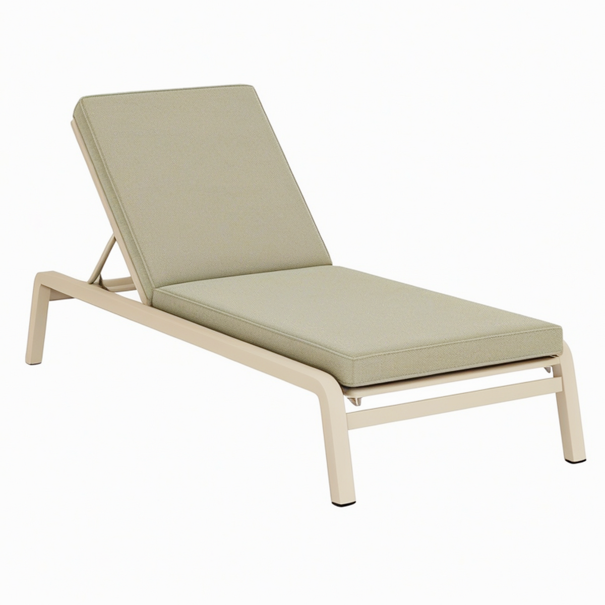 Chaise longue de jardin 200 x 70 cm en métal et tissu vert kaki avec dossier réglable