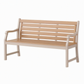 Banc de jardin 120 x 65 x 90 cm en métal beige et lattes effet bois avec accoudoirs