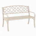Banc de jardin 122 cm en acier beige avec dossier ajouré pour extérieur